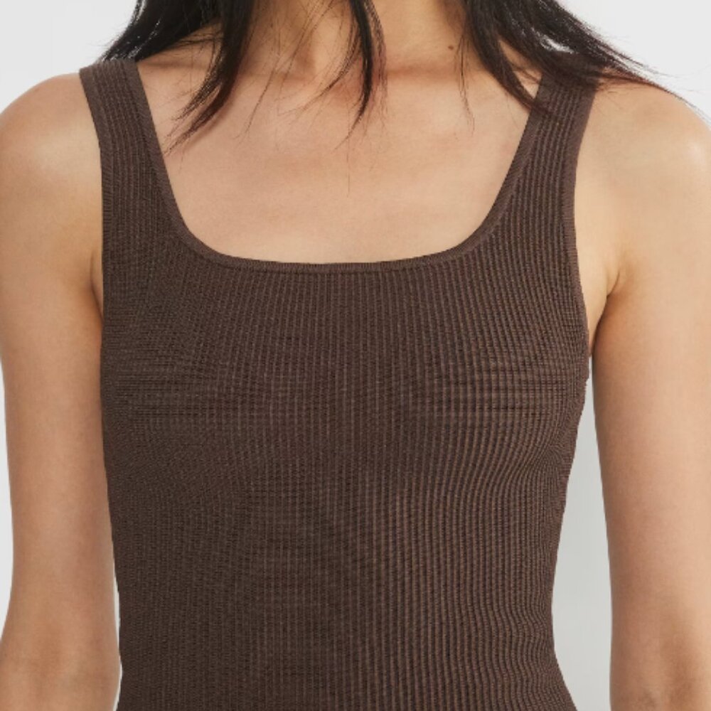 Aritzia Brown Babaton Sculpt Knit Squareneck Tank